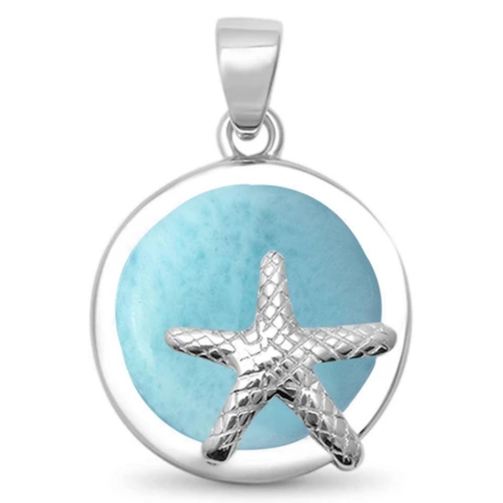 Natural Larimar Round Starfish 49$